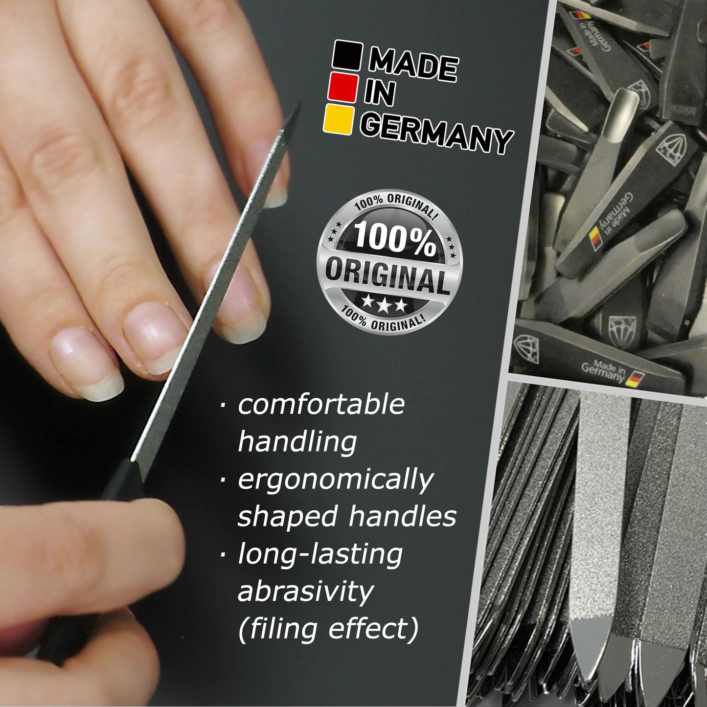 Professional sapphire nail file set showing texture detail