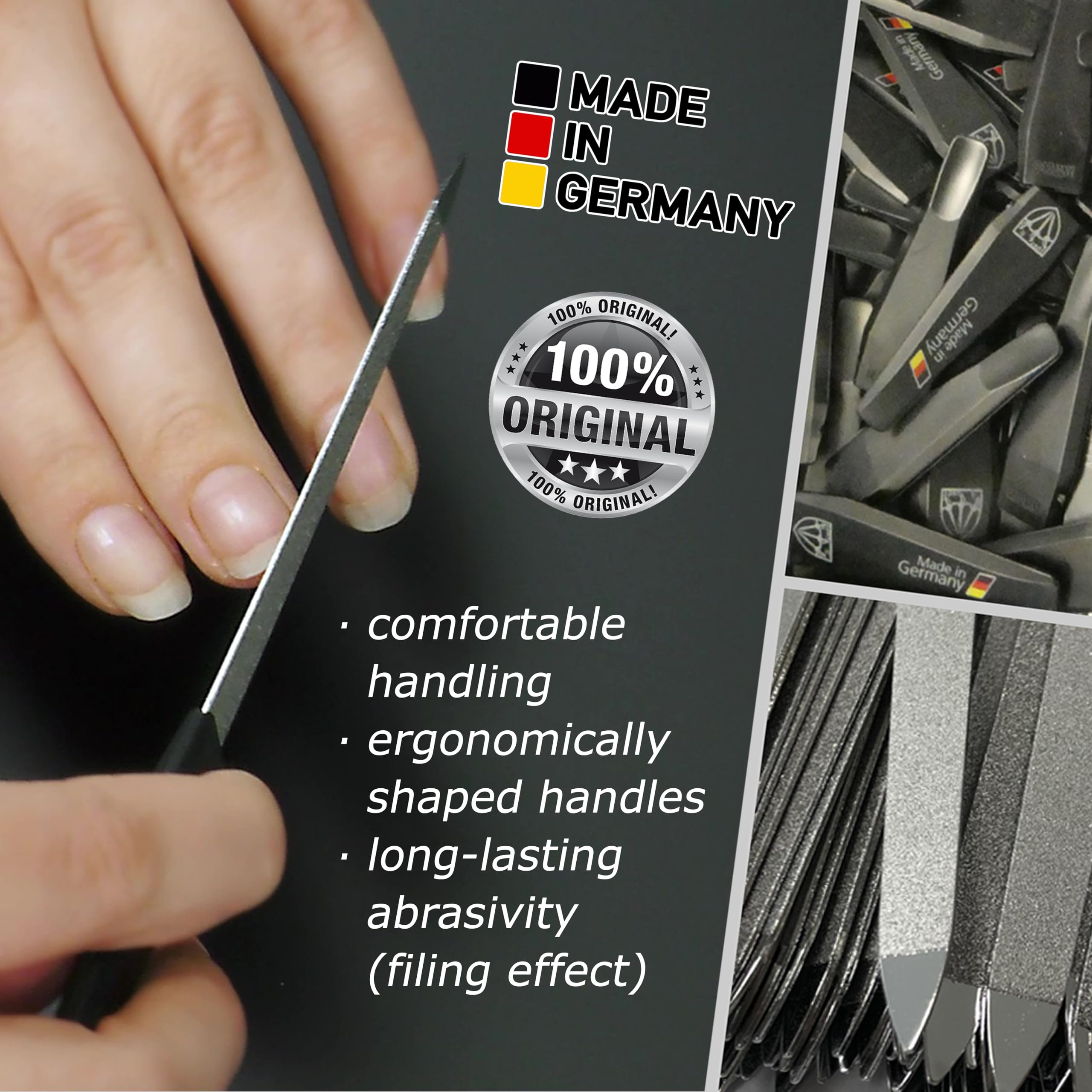 Professional sapphire nail file set showing texture detail
