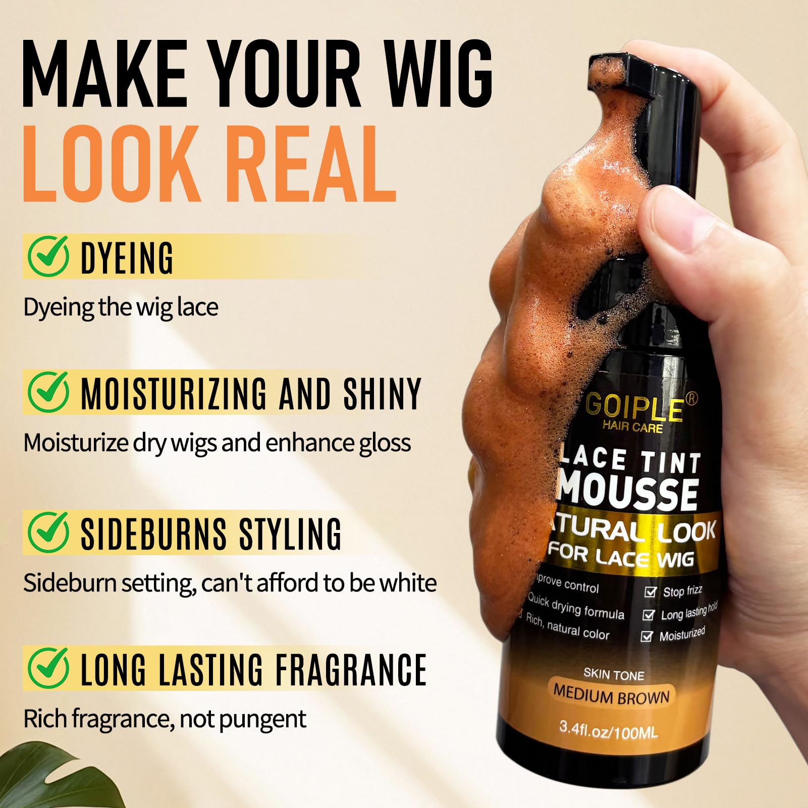 Goiple Medium Brown lace tint mousse and melting spray bottles