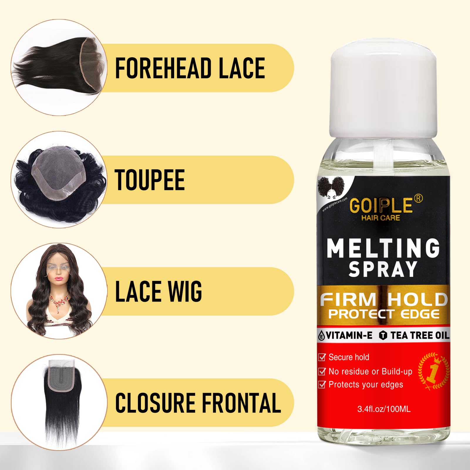 Wig installation accessories including edge brush and elastic band