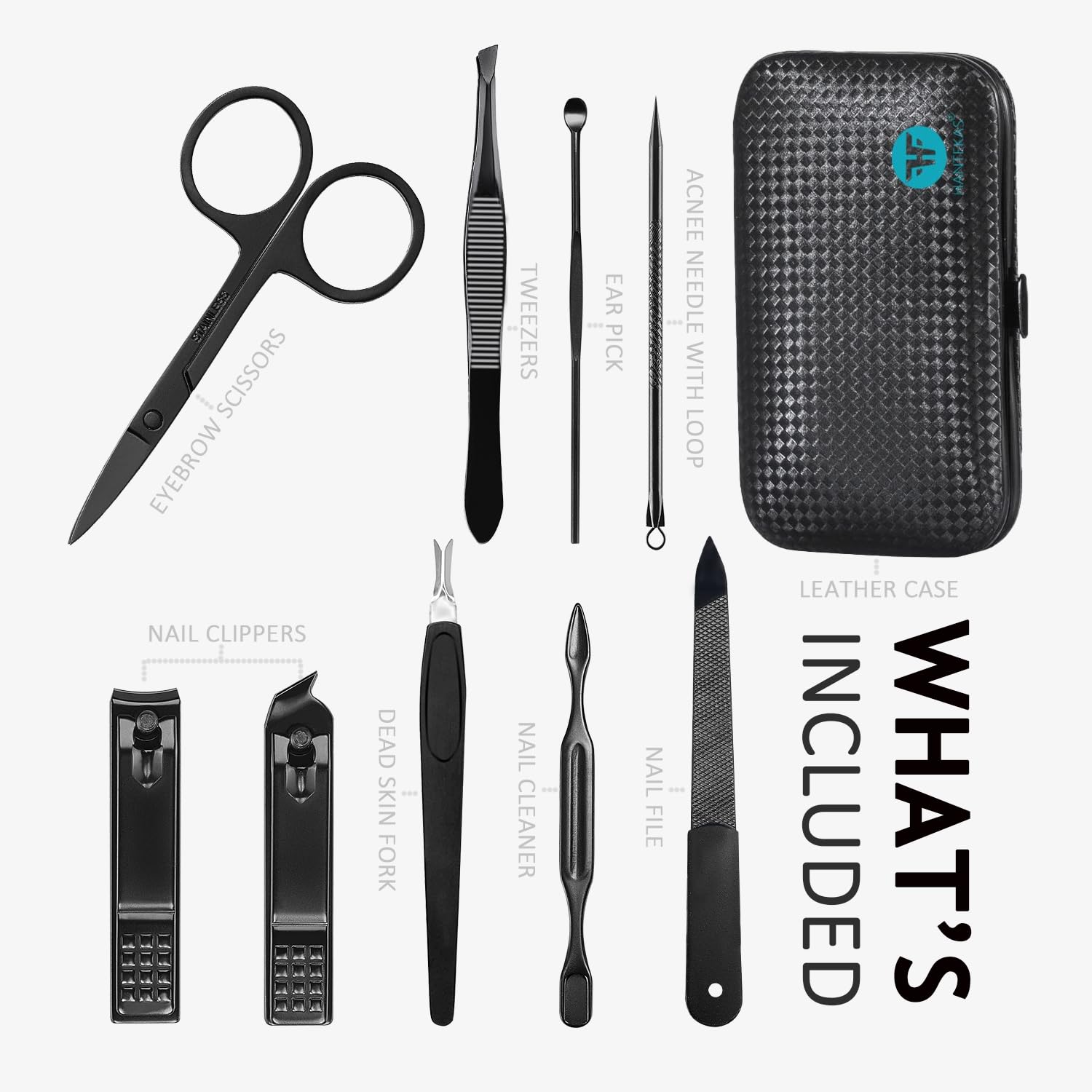 Hantekas professional grooming kit tools spread out