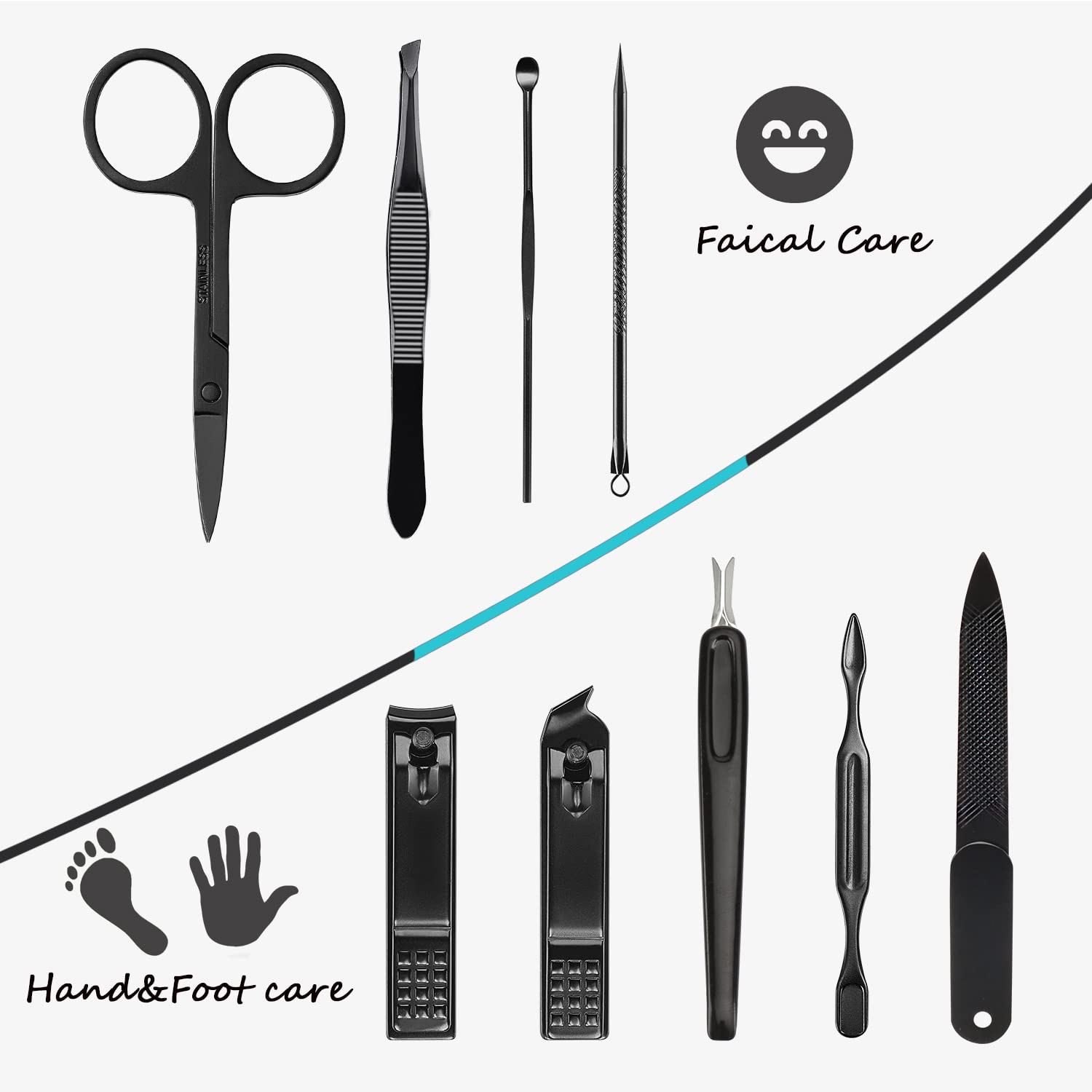 Hantekas manicure set inside compact travel pouch