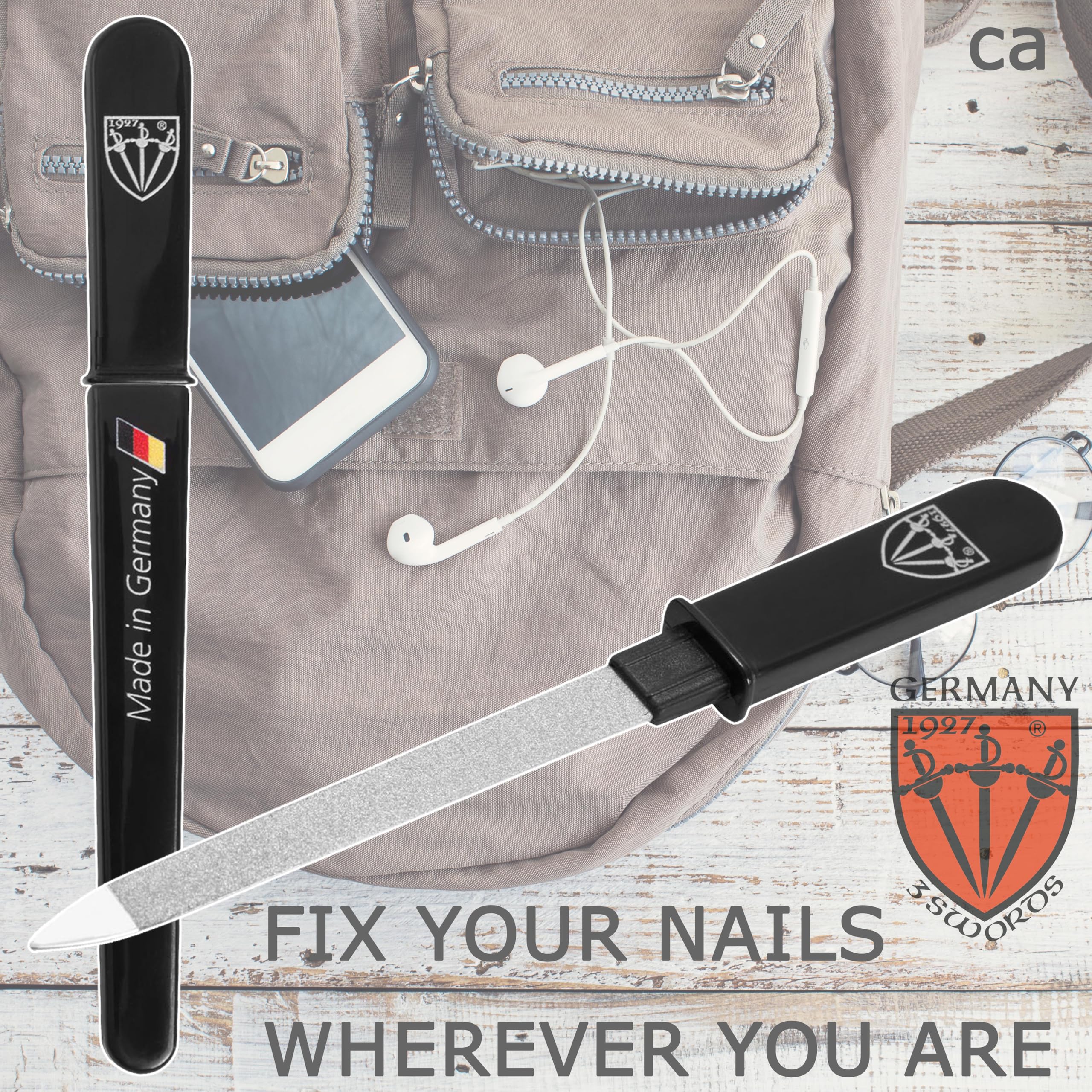 Close up of 3 Swords Germany sapphire grit nail file surface