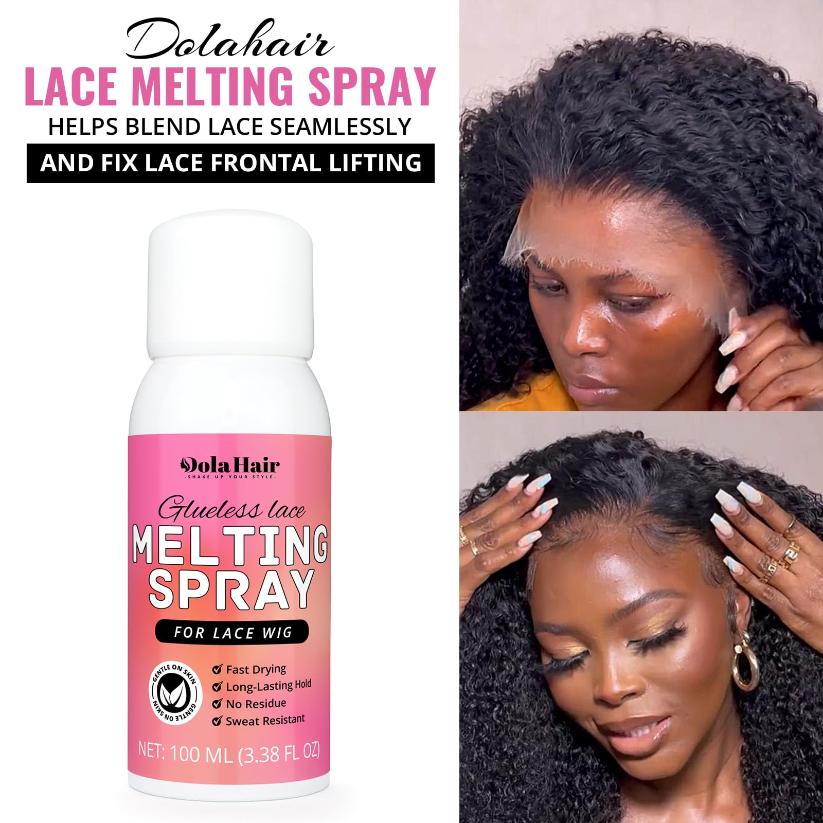 Dolahair lace melting spray 100 milliliters transparent packaging