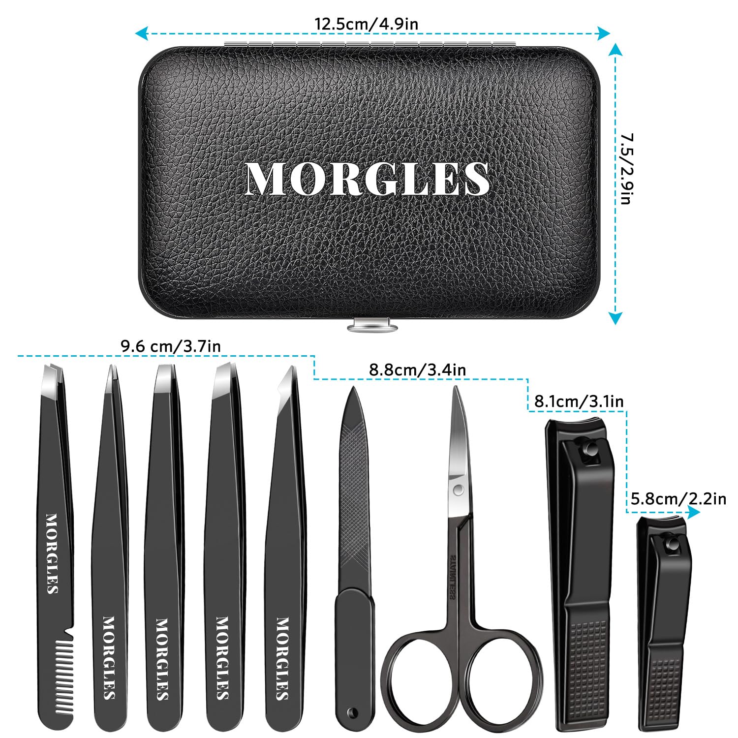 Full contents of Morgles 9 piece nail and hair care set