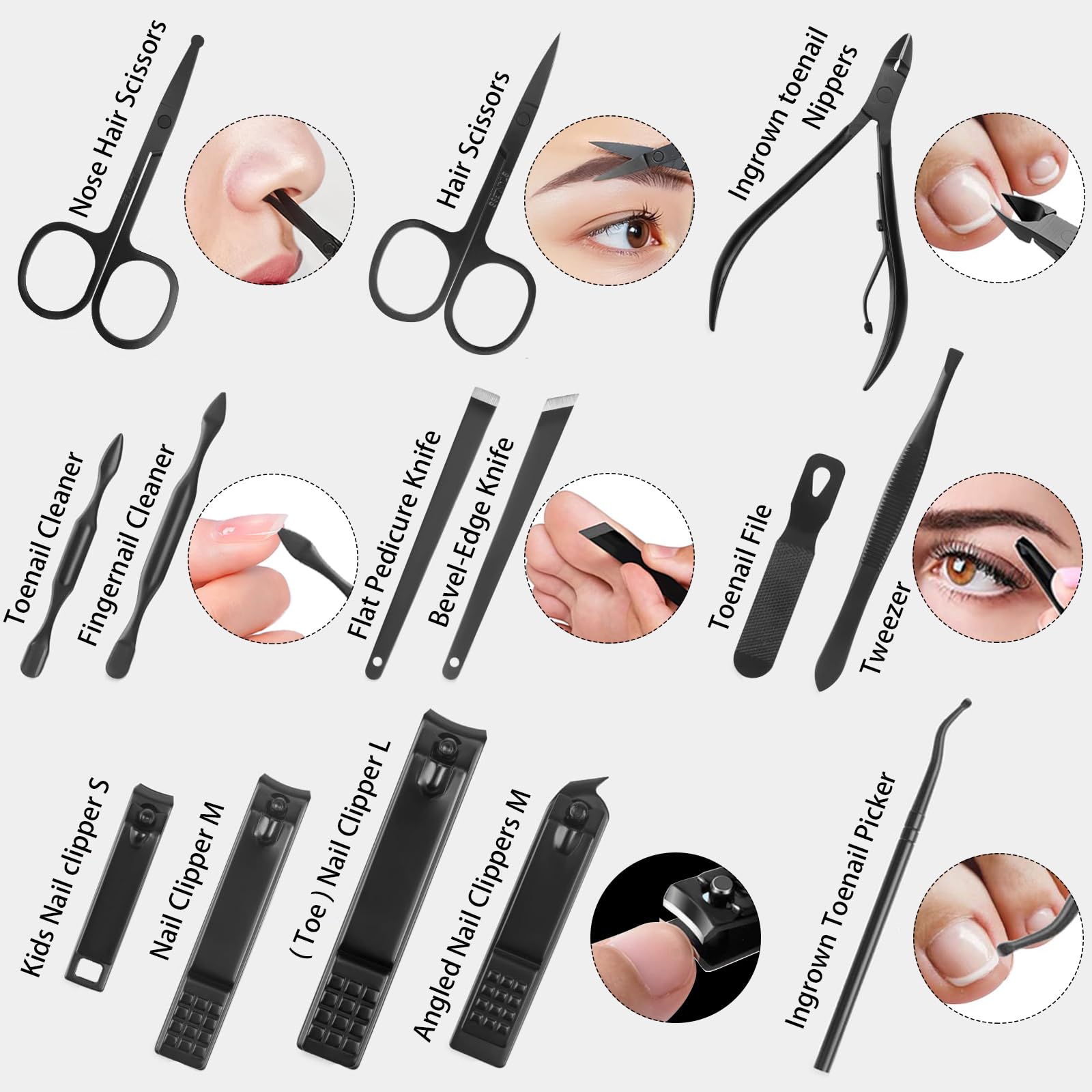 Close up of Minkinh manicure kit professional clipper blades
