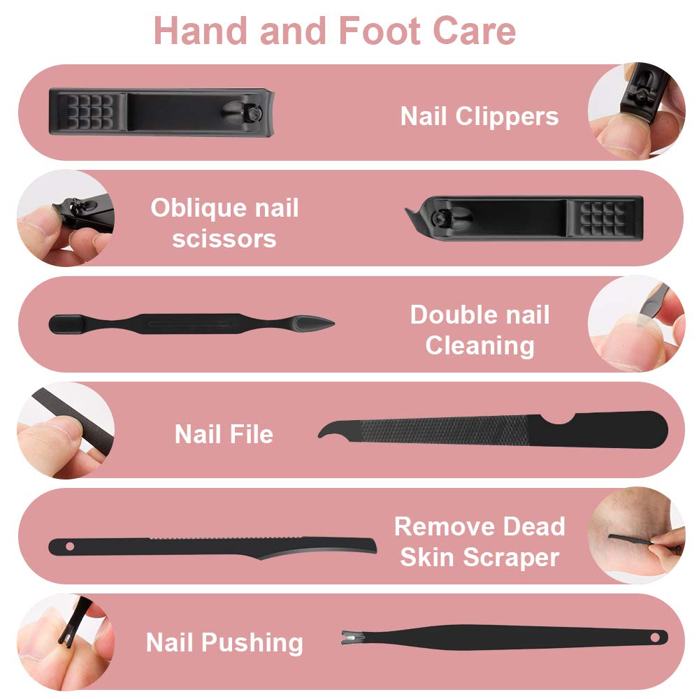 Okom luxury nail care set inside black travel case