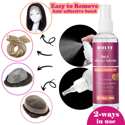 MIILYE lace wig glue remover spray showing the secure drip free cap design