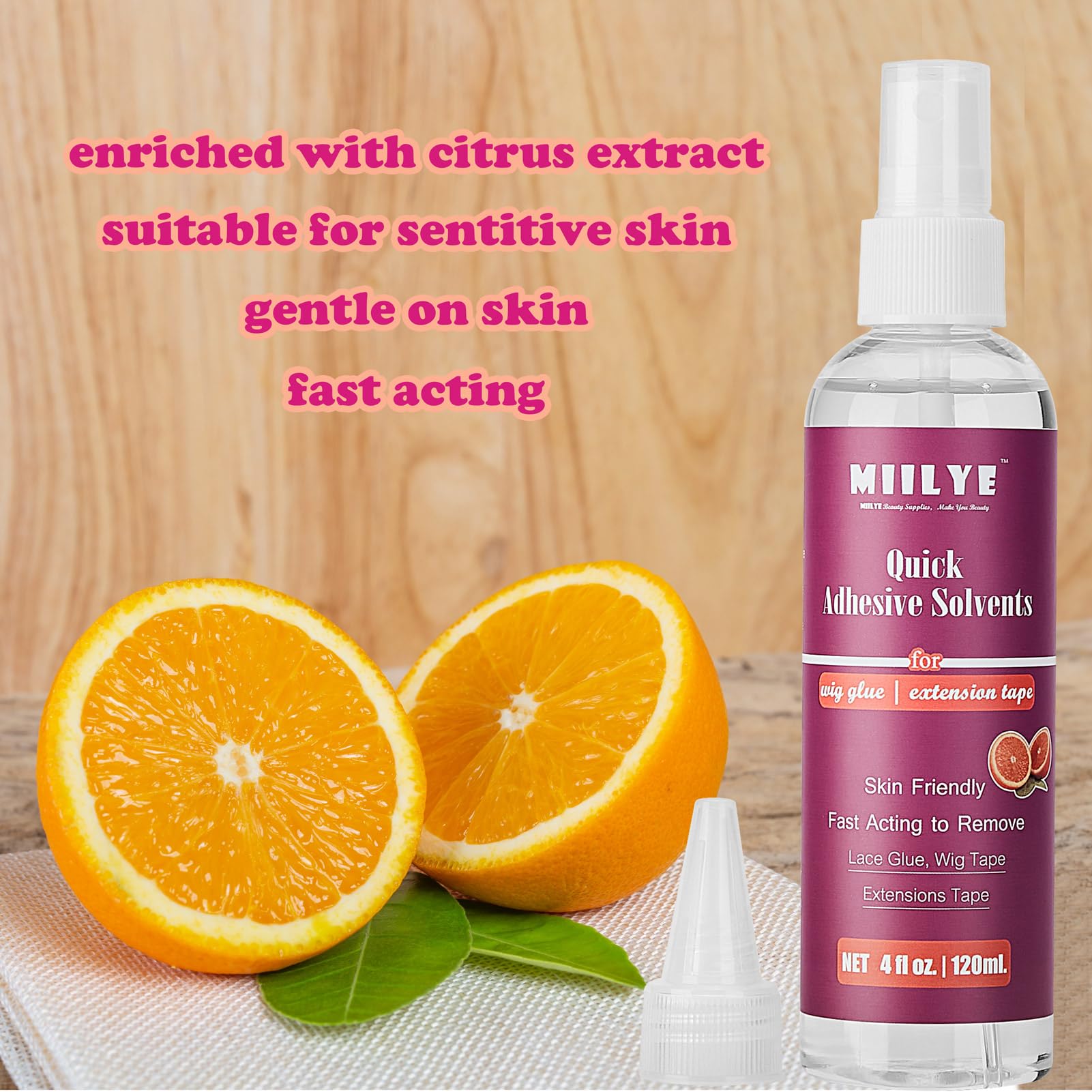 MIILYE double sided extension tape residue remover liquid formula bottle display