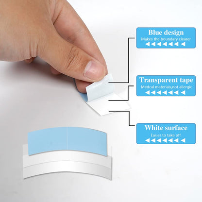 Goiple clear toupee and wig tape pack demonstrating flexible adhesive backing