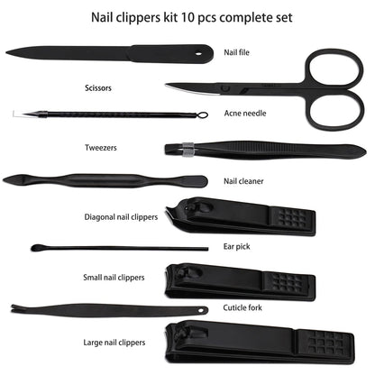 Glamne portable manicure kit in closed leather travel case