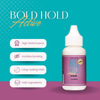 Bold Hold Active Reloaded strong hold lace adhesive 1.3 Ounce bottle label details