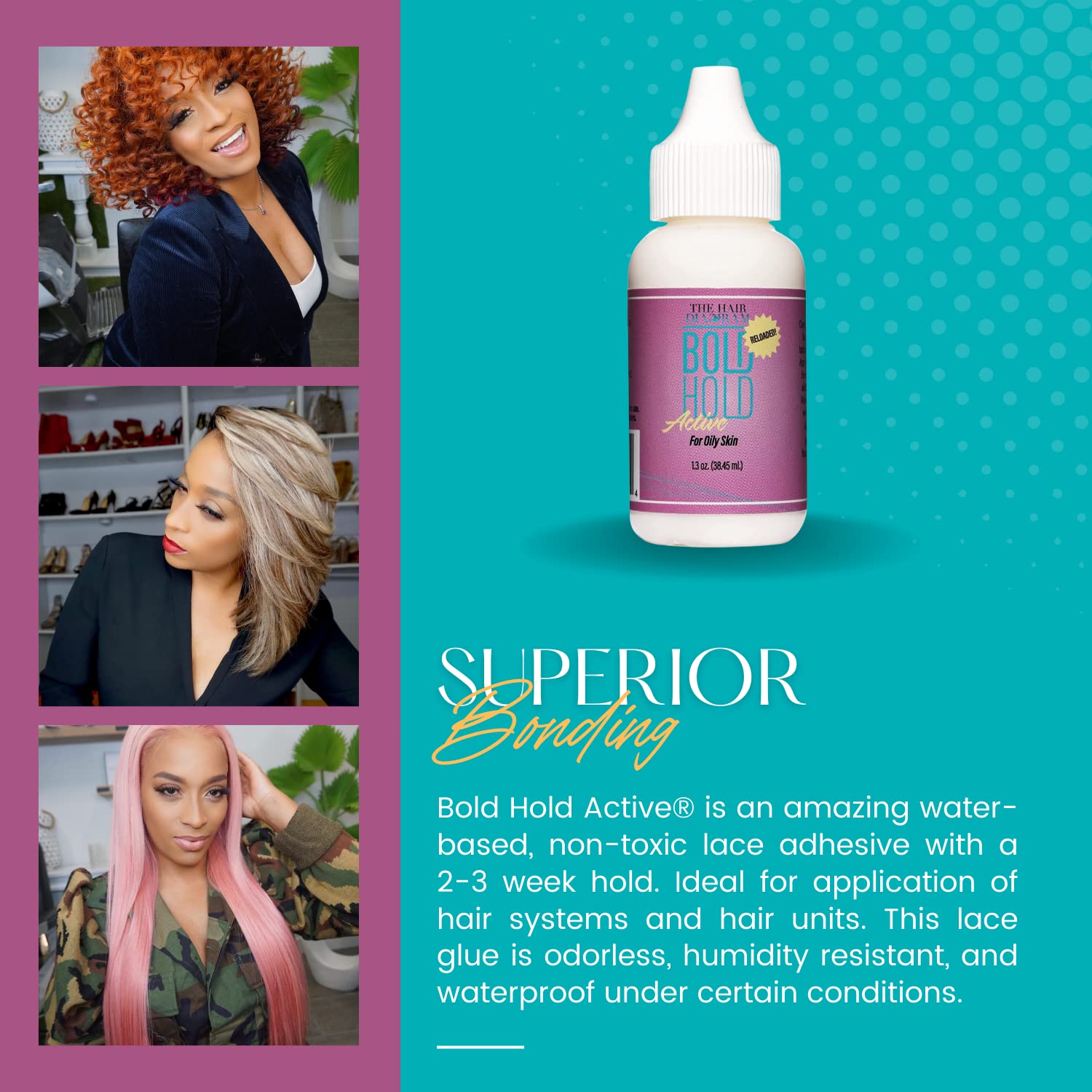 Water resistant invisible bonding wig glue for oily skin by The Hair Diagram