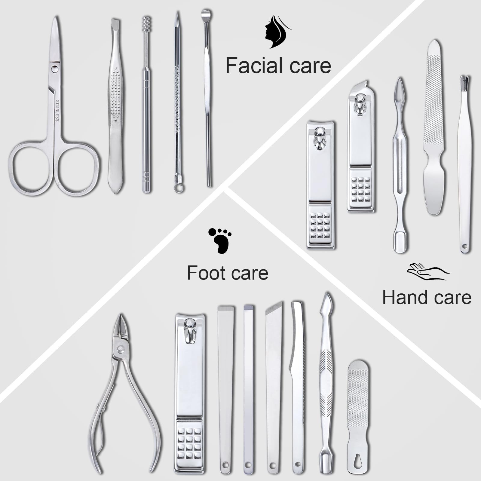 Close up of manicure kit tools and accessories