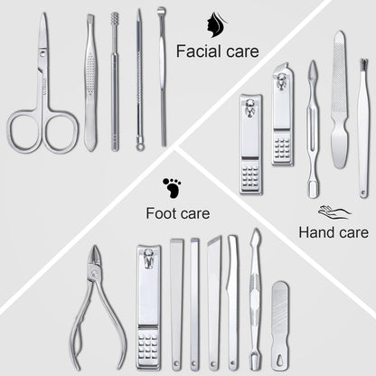 Close up of manicure kit tools and accessories