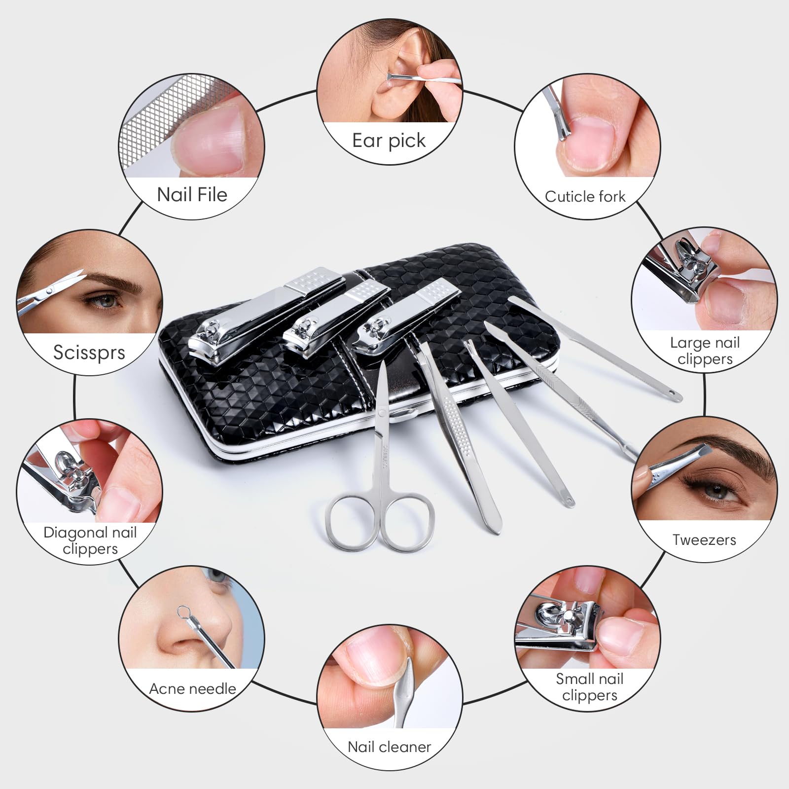 Professional grooming kit organized in portable pouch
