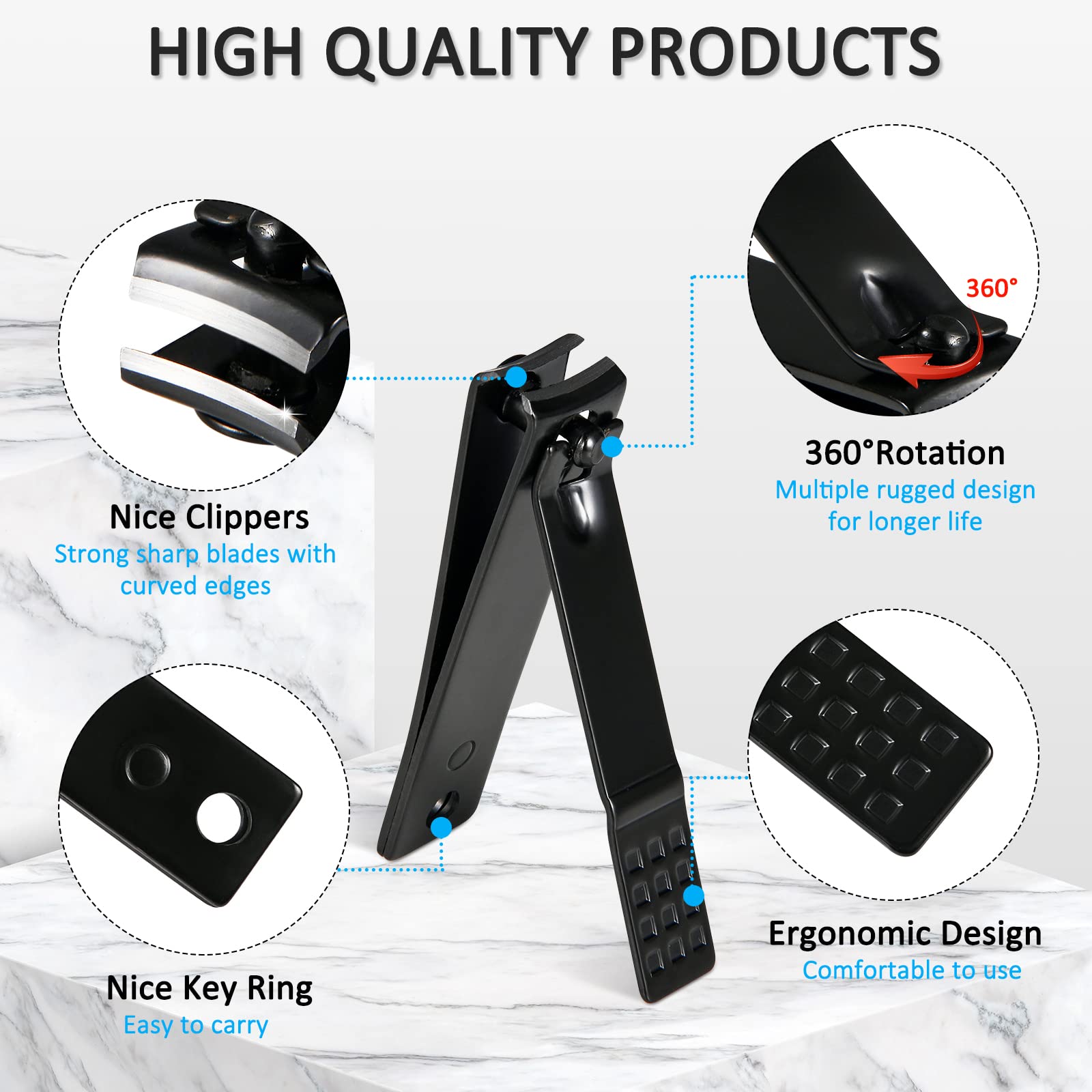 Close up of Minkinh stainless steel nail clippers and grooming tools