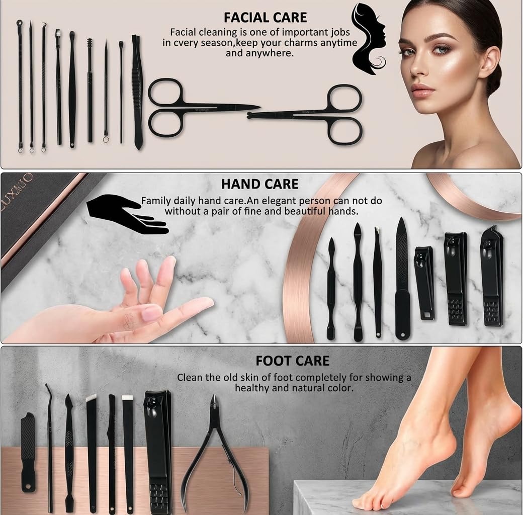 Minkinh manicure kit professional nail care tools arranged on surface