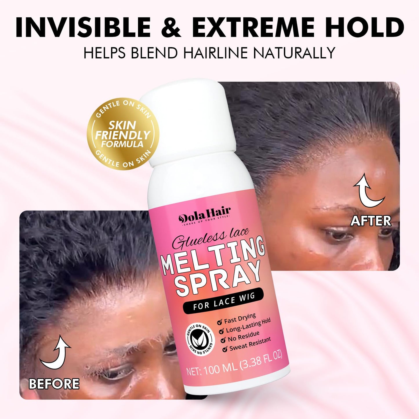 Humidity resistant hair adhesive spray for seamless lace melting routine