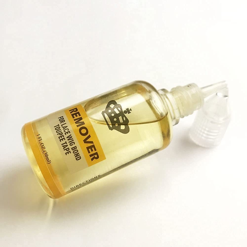 Piaou tape in hair extension solvent bottle displaying usage instructions and warnings