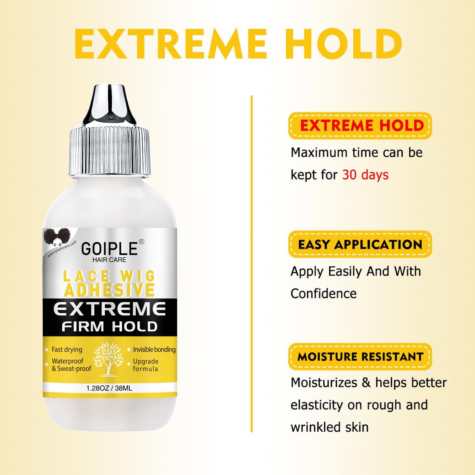 Goiple lace adhesive liquid remover bottle with precision nozzle application