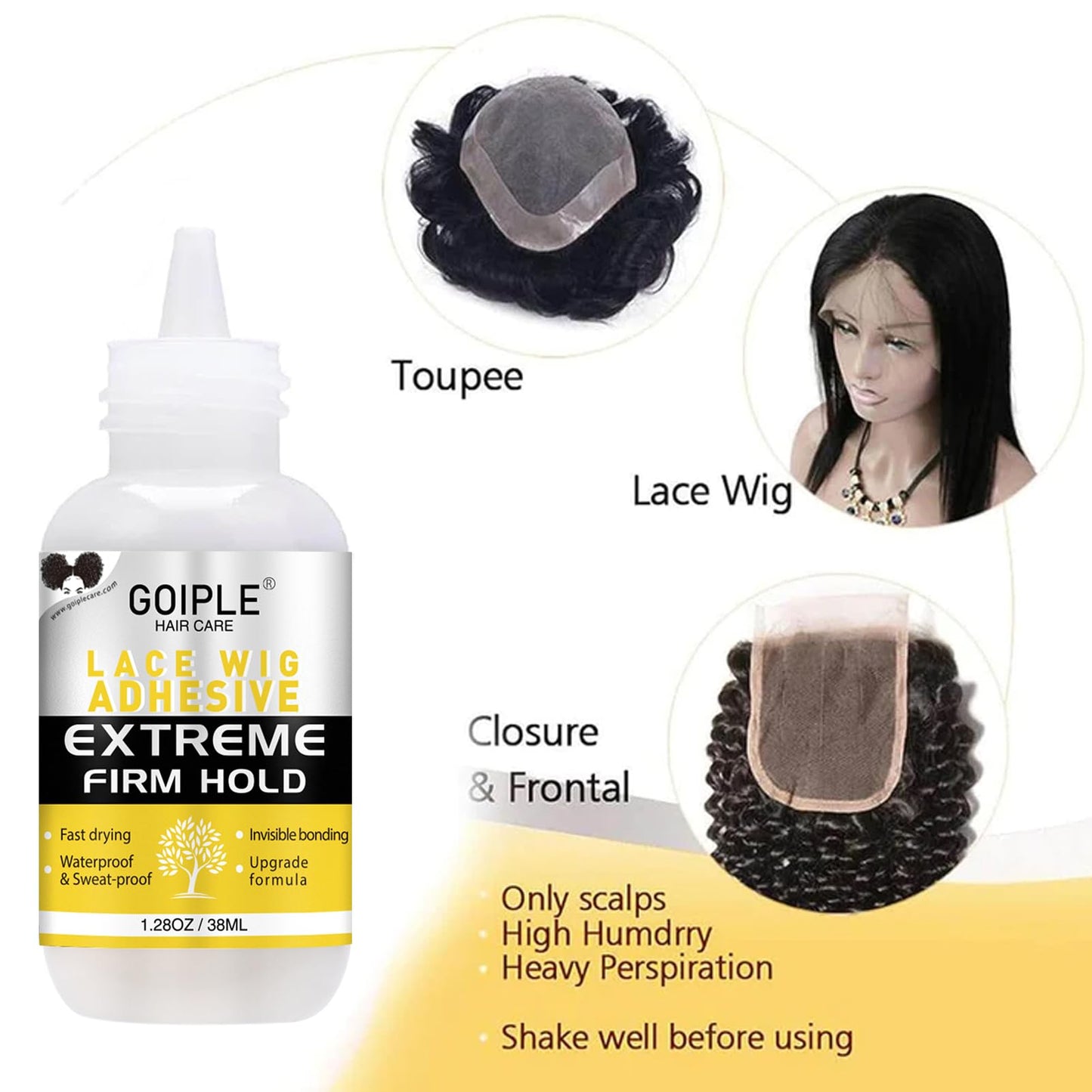 Goiple wig accessory kit layout demonstrating all ten included styling pieces