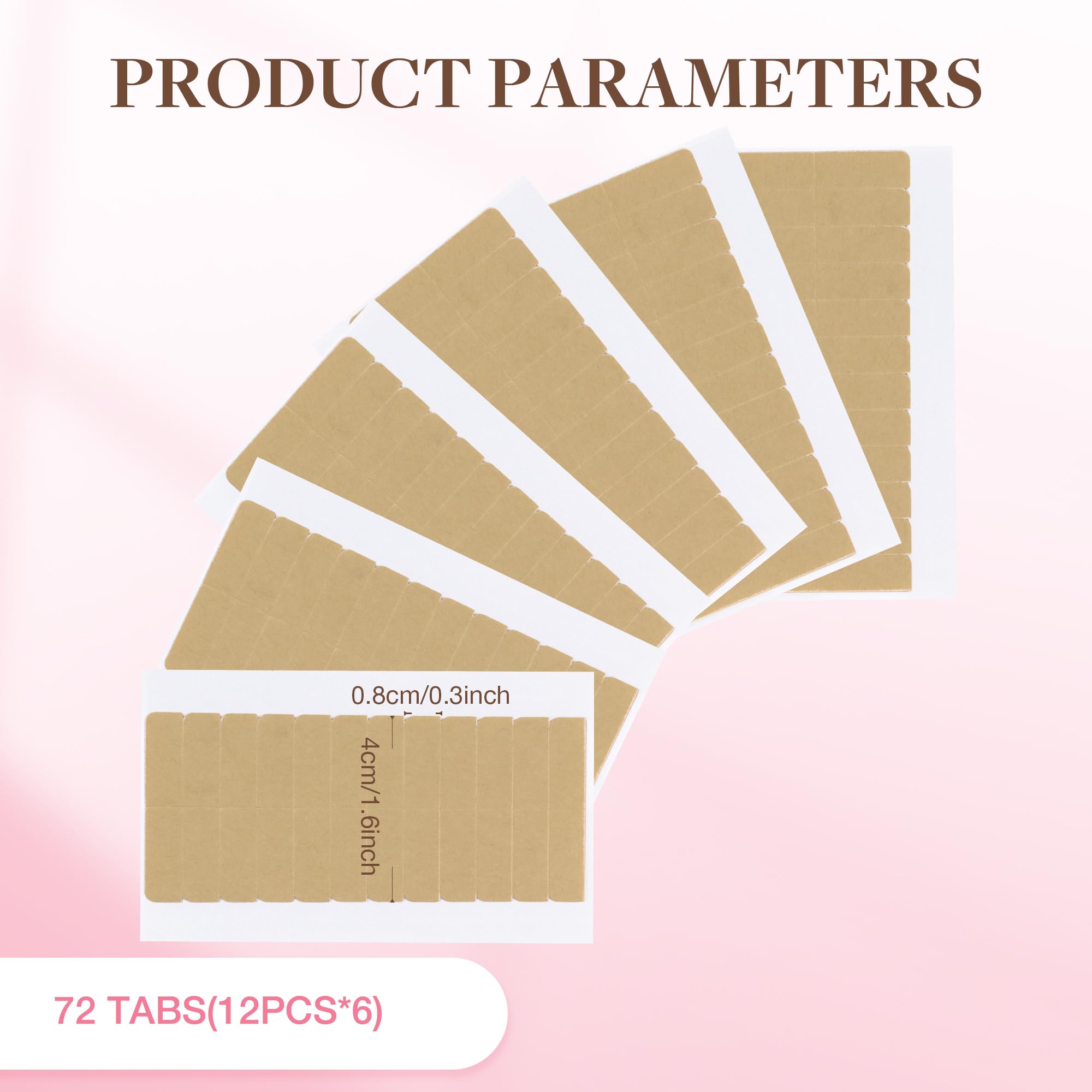 Close up view of GOO GOO double sided adhesive hair extension replacement tape showing pre cut tabs