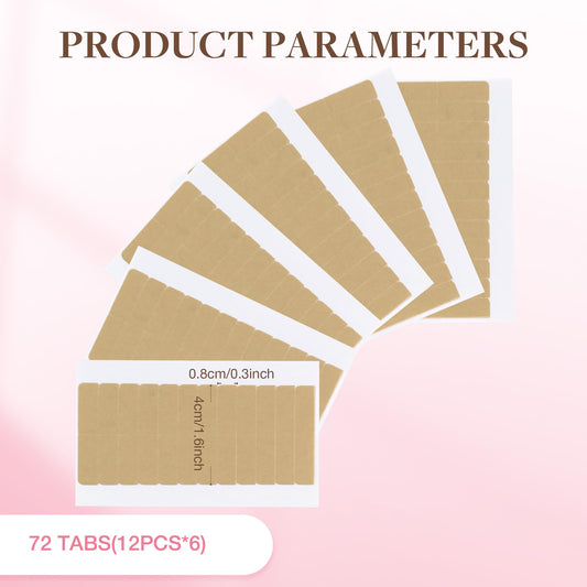 Close up view of GOO GOO double sided adhesive hair extension replacement tape showing pre cut tabs