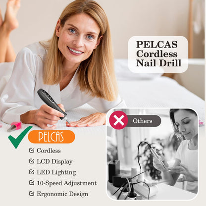Side profile of Pelcas portable electric nail file kit