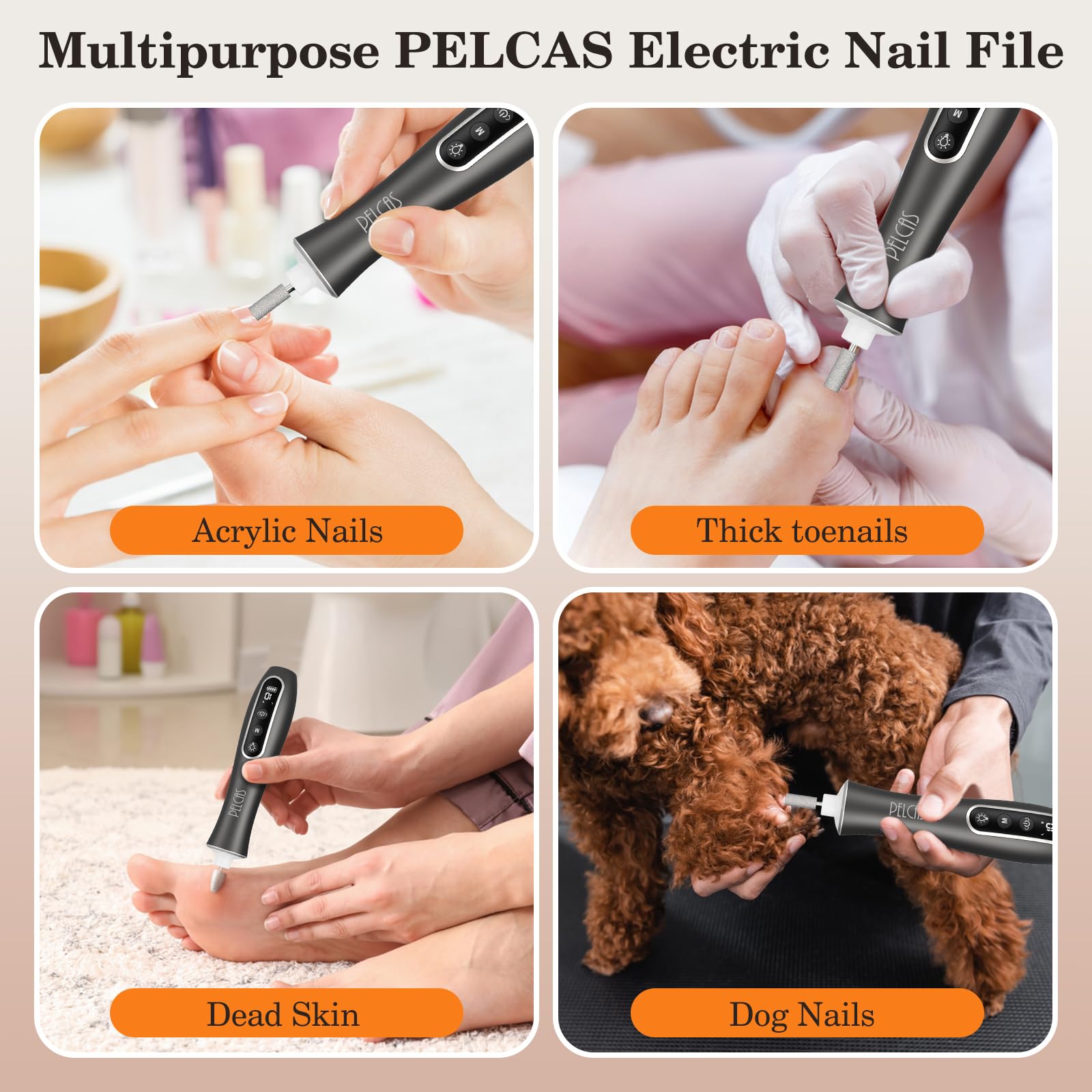 Close up of Pelcas nail drill bits and accessories