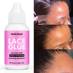 Side angle of the invisible bonding lace wig adhesive bottle demonstrating the compact packaging design.