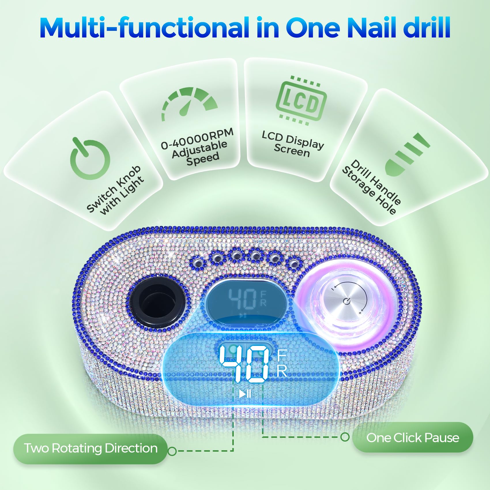 Electric nail file kit with 12 drill bits included