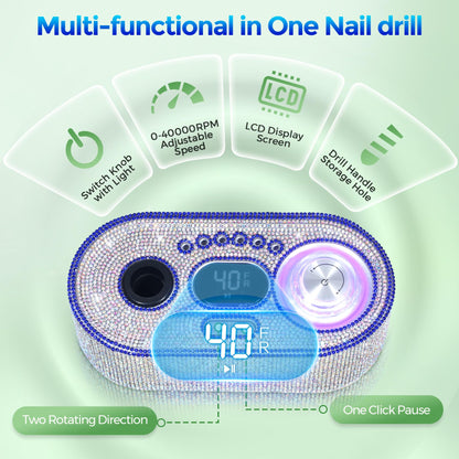 Electric nail file kit with 12 drill bits included