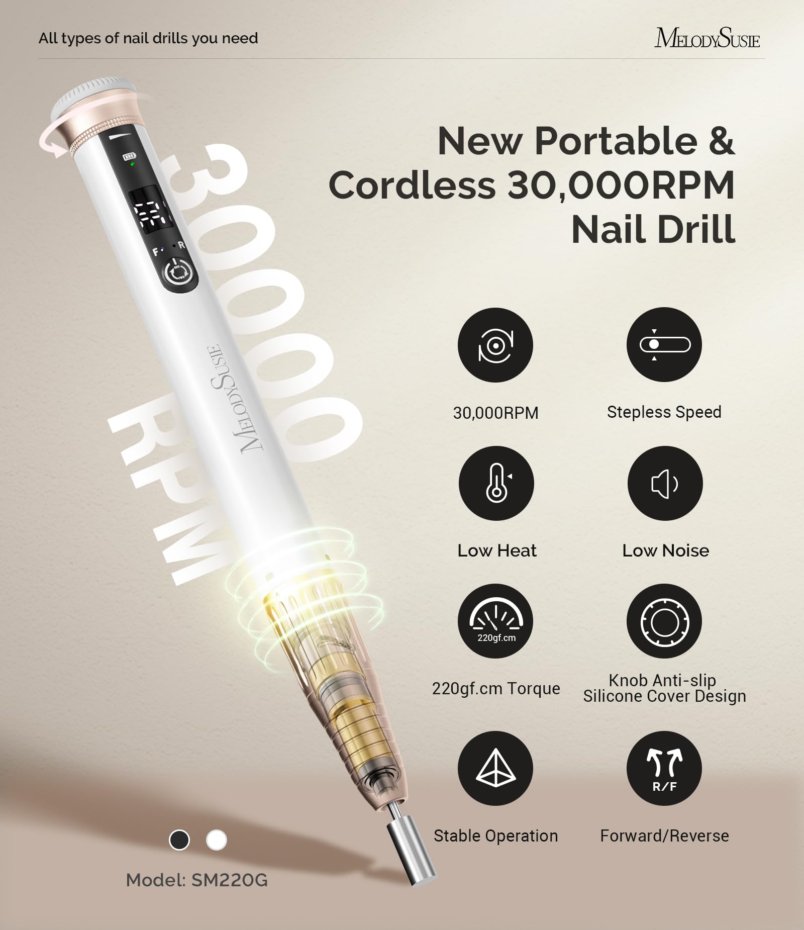 MelodySusie SM220G pen-shaped nail file handpiece