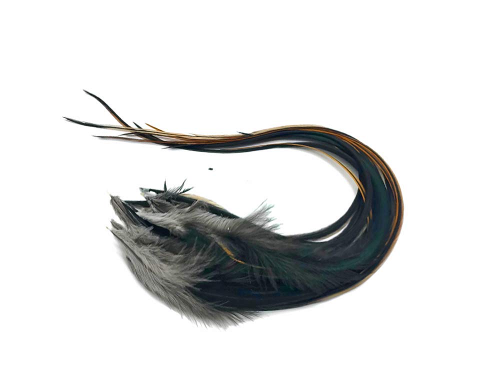 Close up of 6 pieces furnace rooster hair feathers