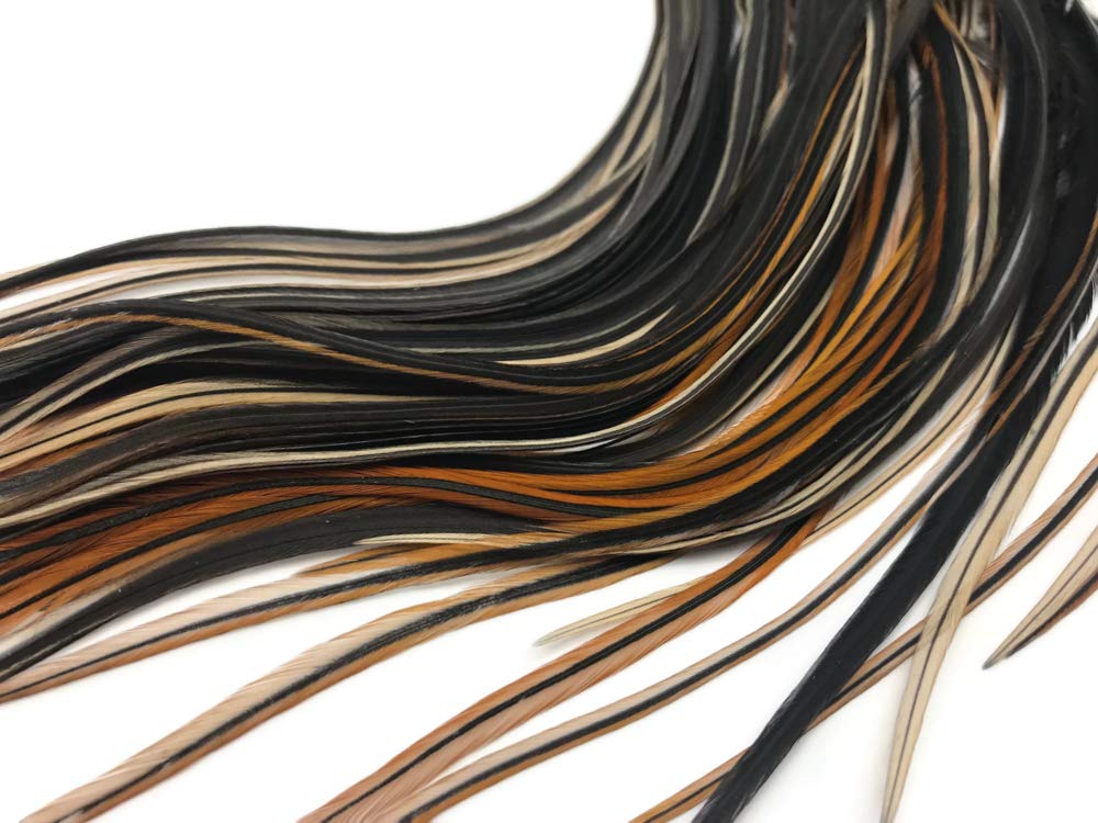 Professional hair extension feathers in furnace color