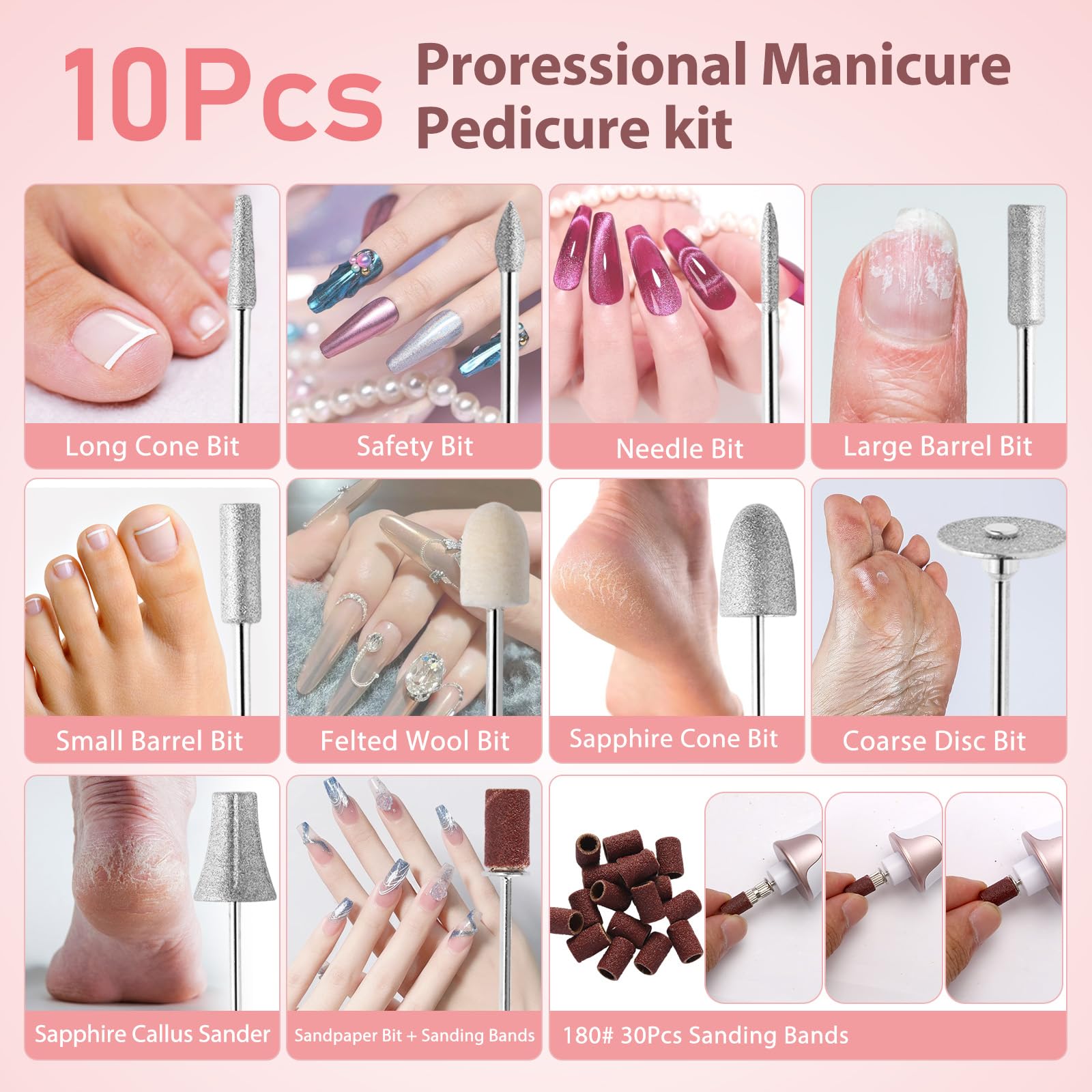 Complete Zaboul electric nail drill kit in packaging