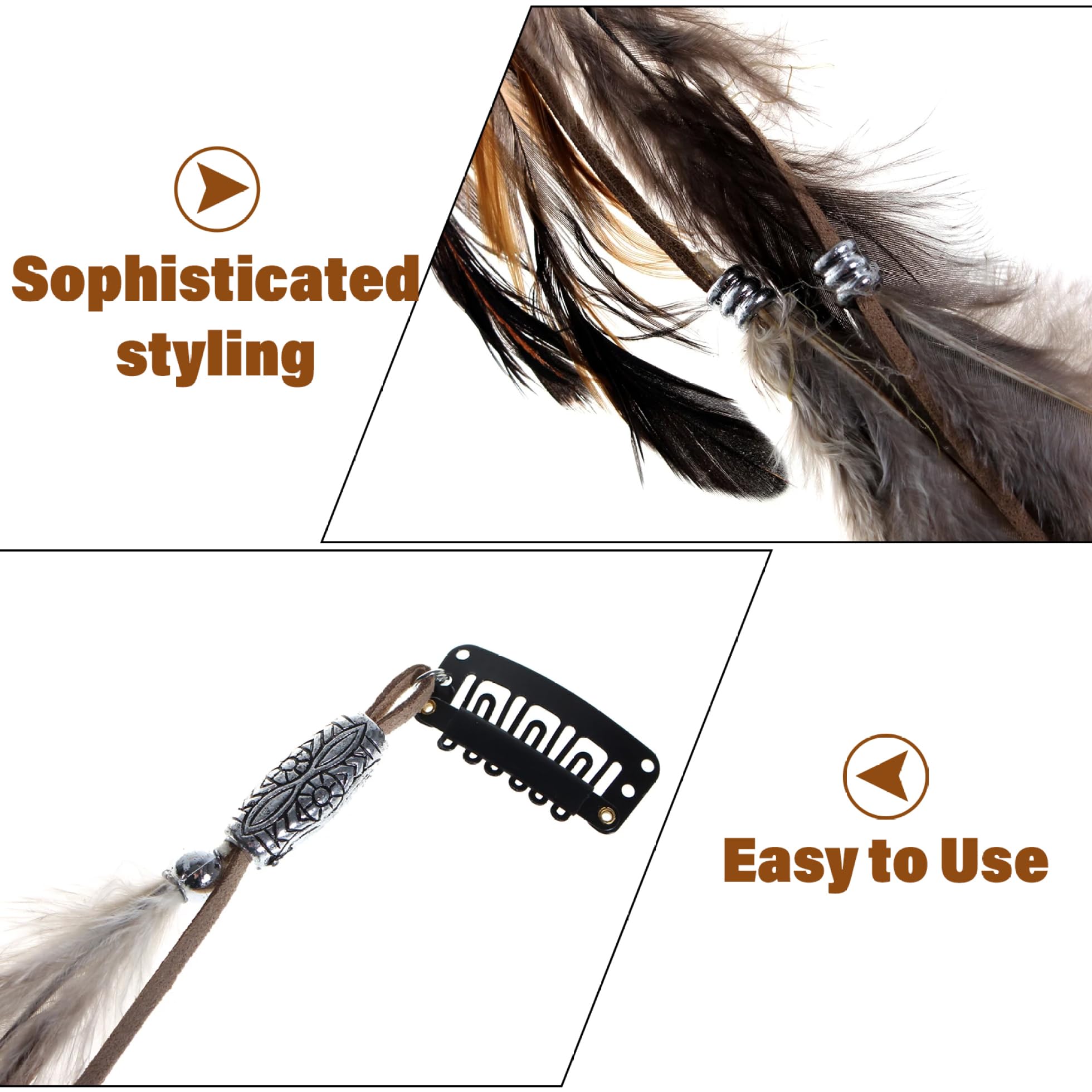 Handmade tribal feather hair clips for women and girls