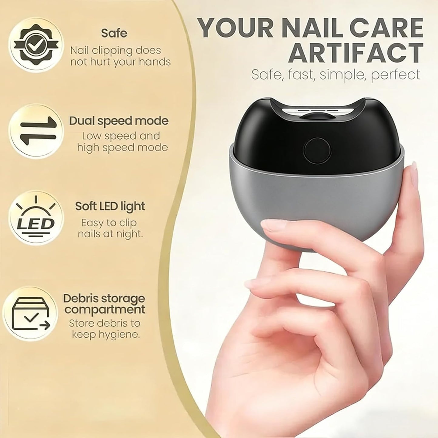 Fodeuxp automatic nail clipper held in hand for size reference
