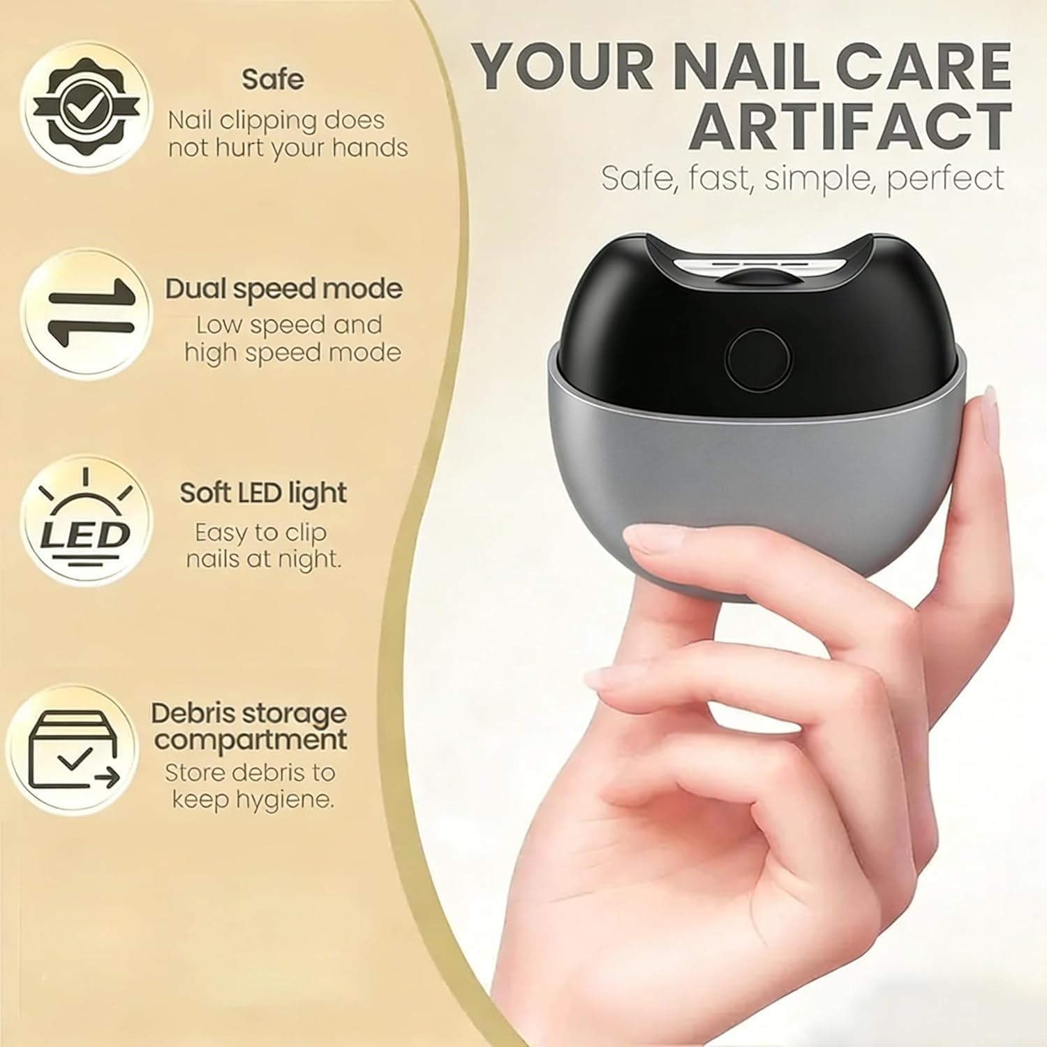 Fodeuxp automatic nail clipper held in hand for size reference