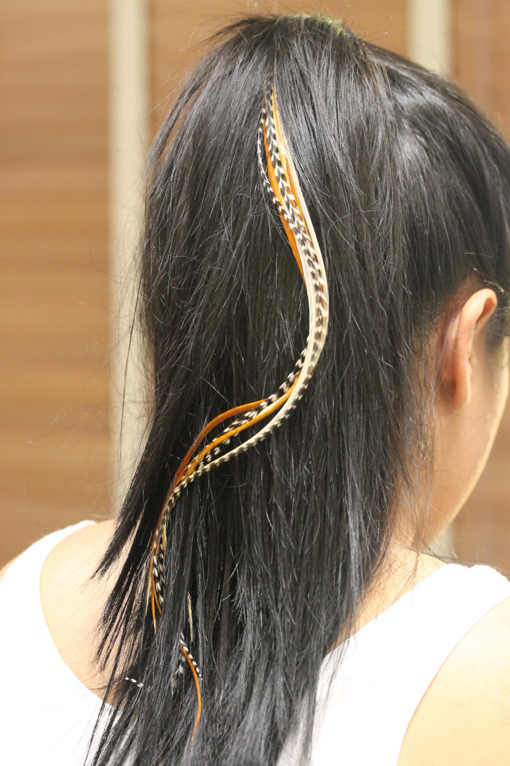Five genuine rooster feathers in rainbow colors for hair styling