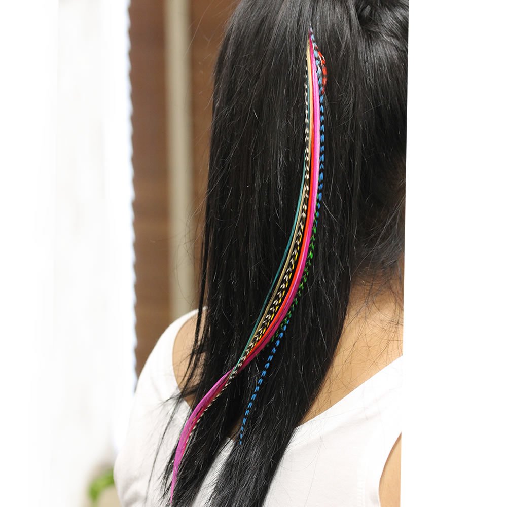 Full 20 piece feather hair extension kit packaging