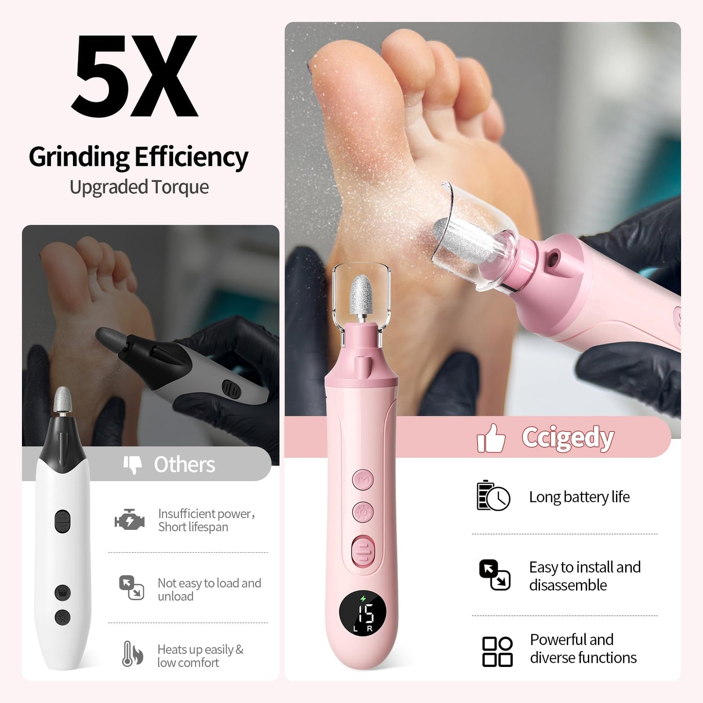 Yomisee cordless nail dremel tool showing lamp feature