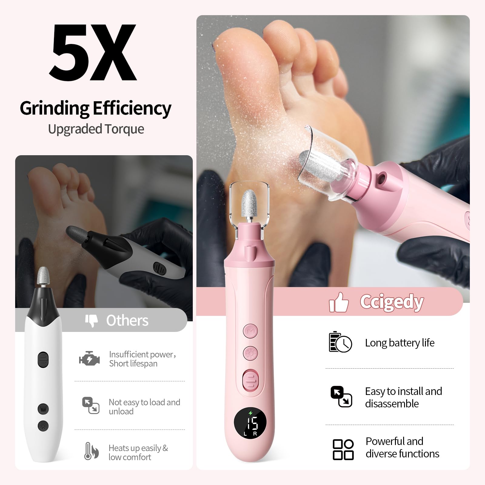 Yomisee cordless nail dremel tool showing lamp feature