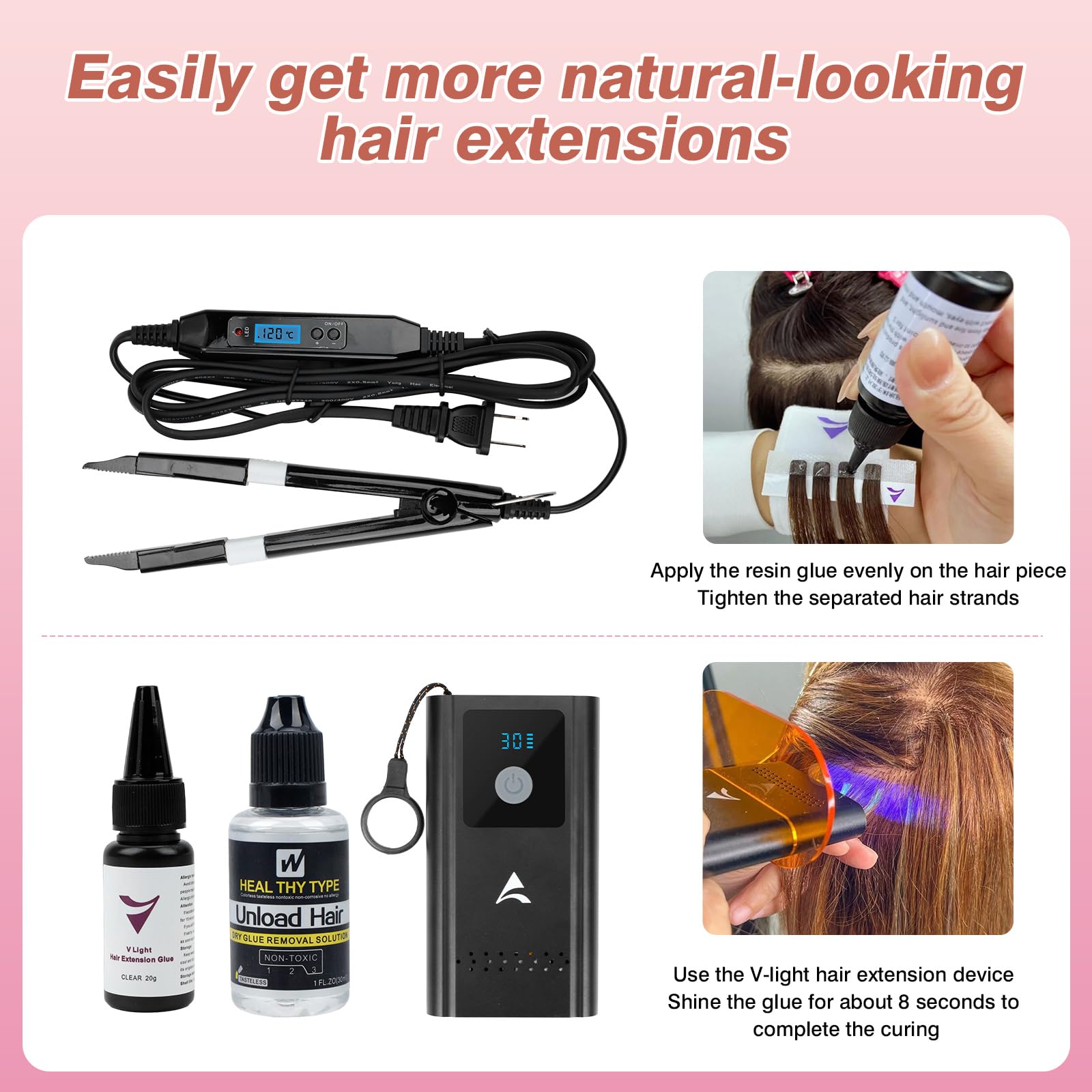 V Light professional bonding glue bottles for hair extensions
