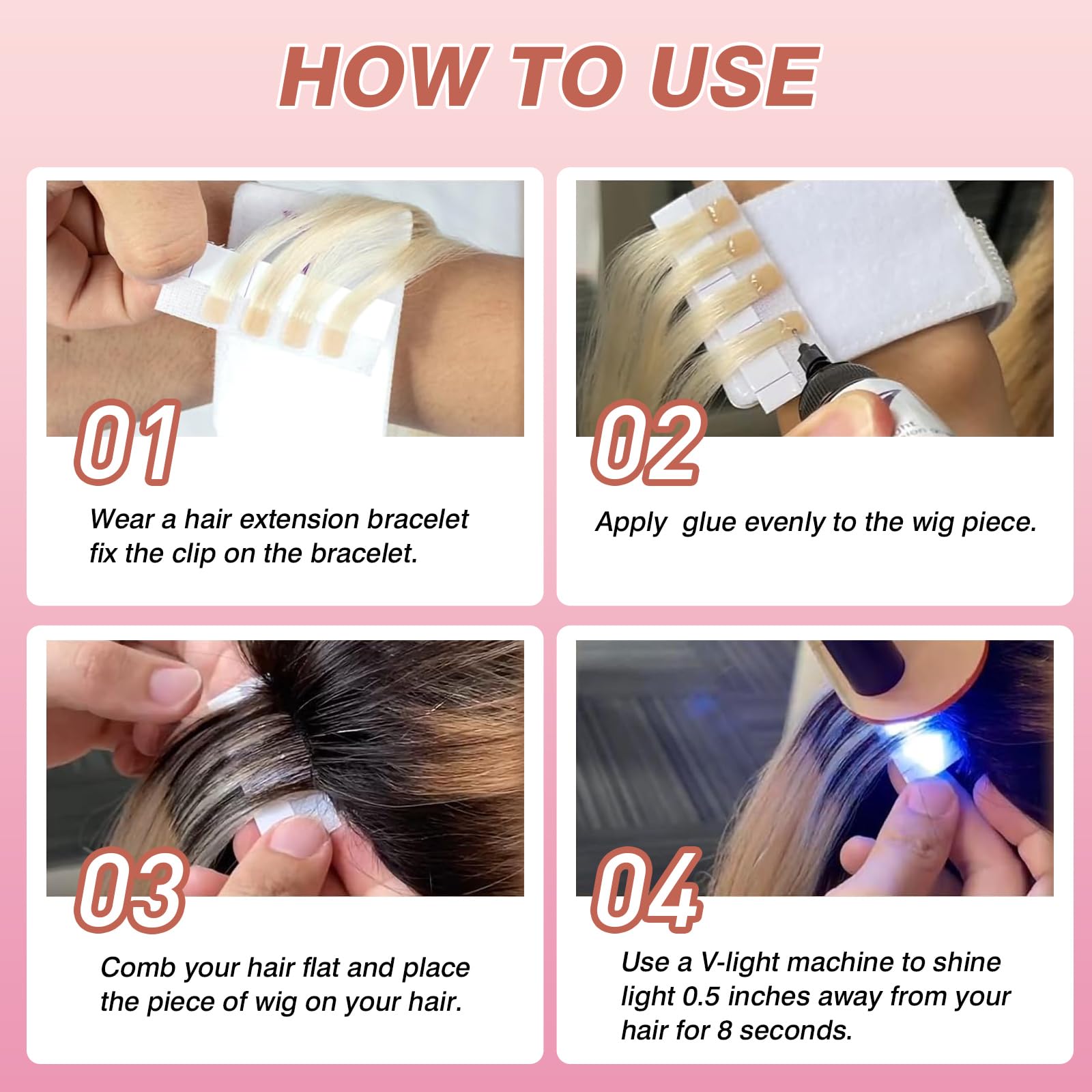 Professional hair extension glue remover set for V Light system