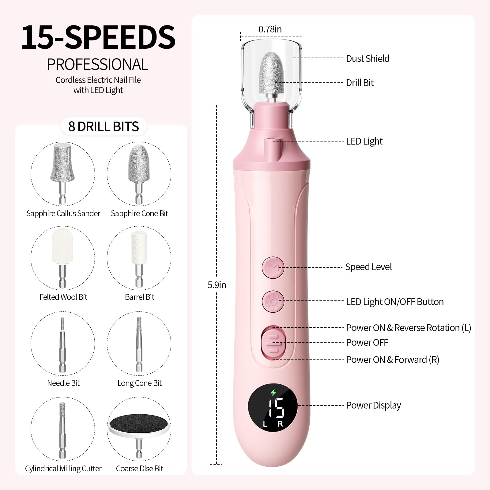 Yomisee nail drill kit showing variety of sanding bands
