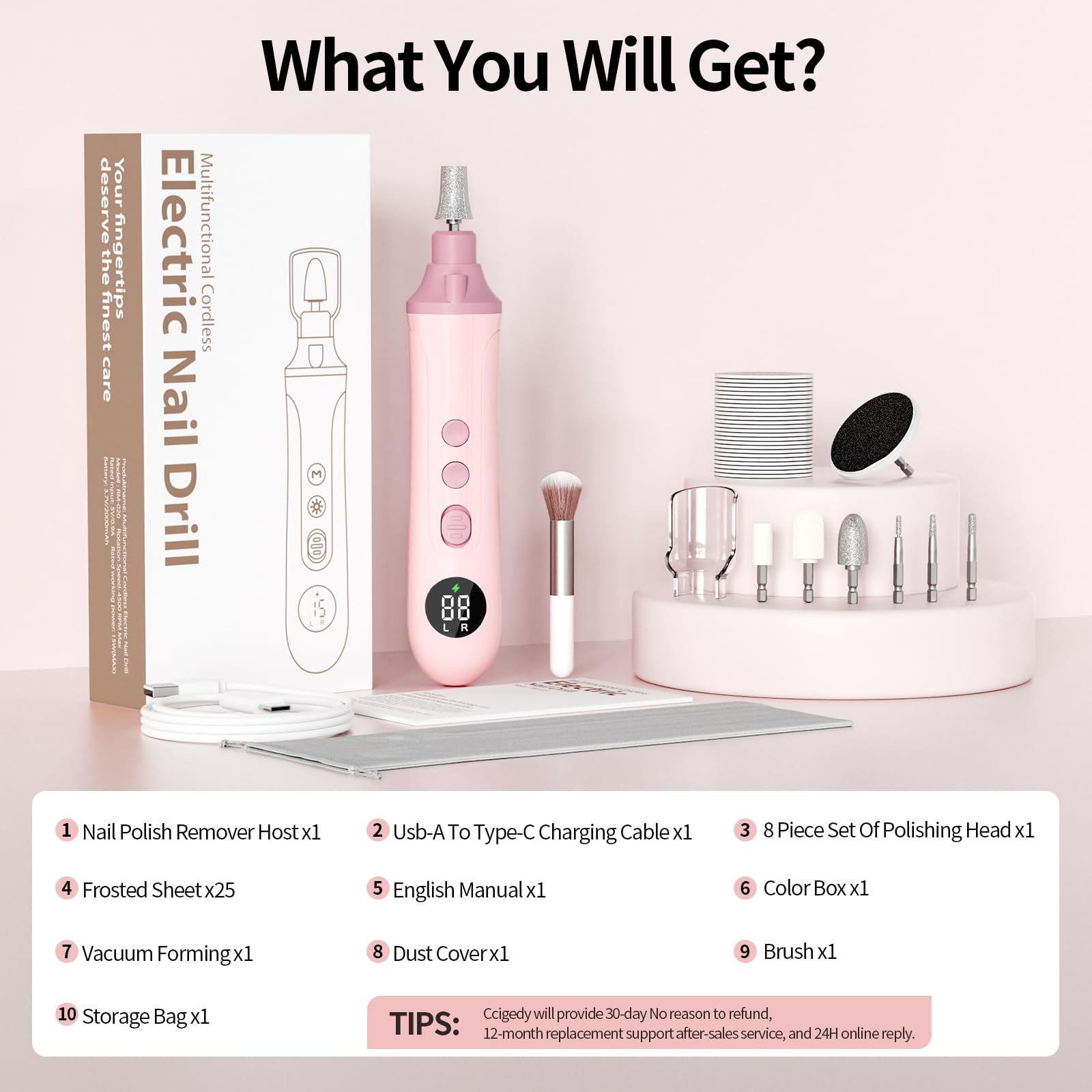 Packaging of Yomisee rechargeable nail drill for men and women