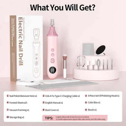 Packaging of Yomisee rechargeable nail drill for men and women