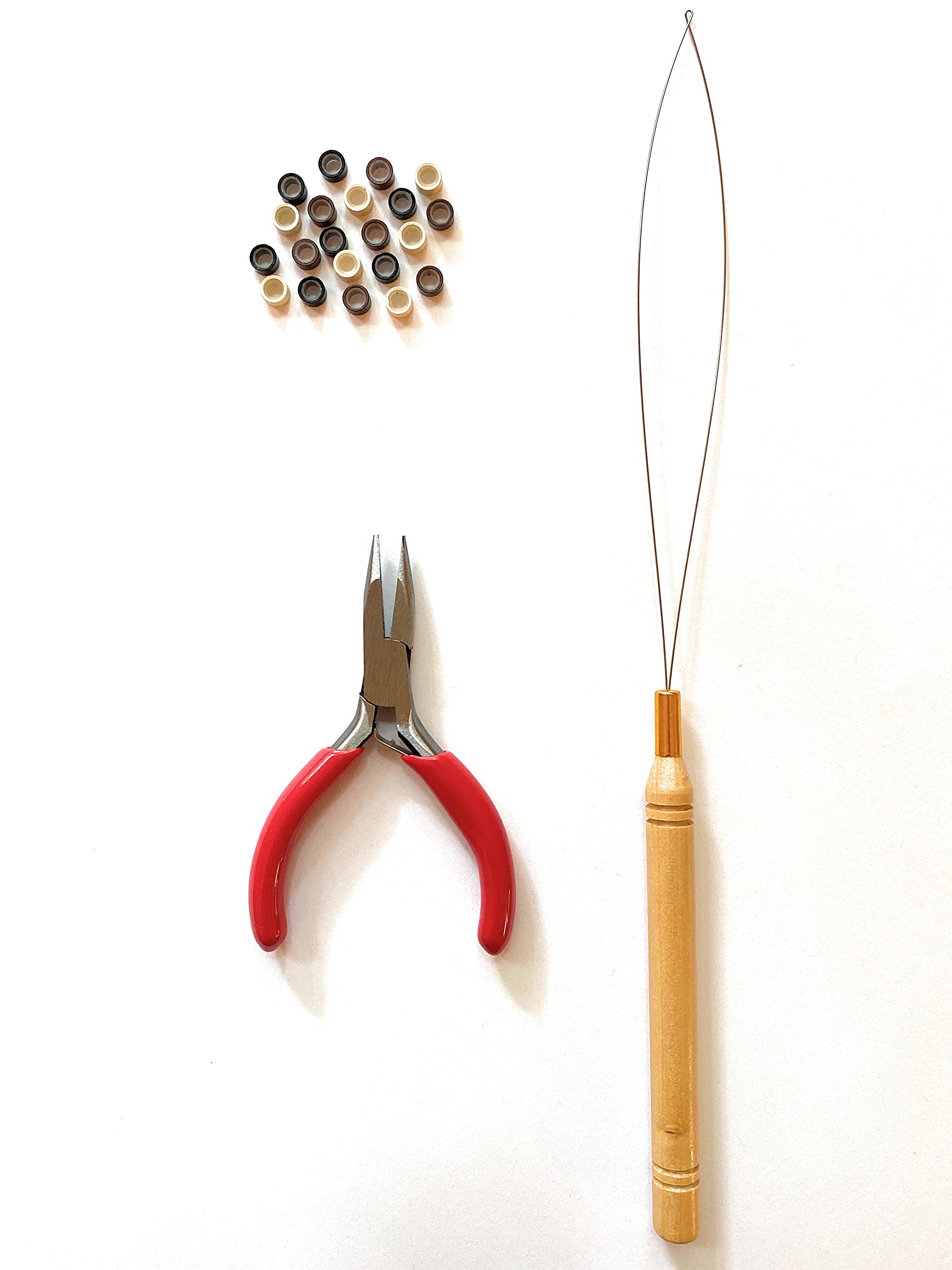 Detailed view of feather hair extension bead attachment